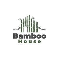 eenvoudig bamboe huis vector illustratie logo