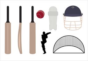 Set Cricket Symbolen en Objecten in Vector