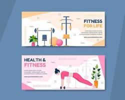 fitness training horizontale banner sjabloon handgetekende cartoon vlakke afbeelding vector