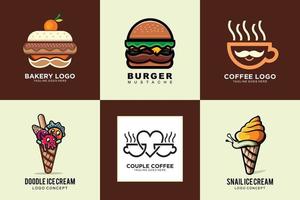 creatieve logo-ontwerpset voor eten en drinken vector