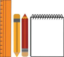 heldere schooletui met vullende schoolbenodigdheden zoals pennen, concept van 1 september, ga naar school. platte vectorillustratie. vector
