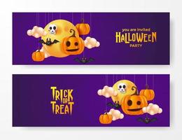 decoratie-element ghost jack o lantern leuke illustratie met paarse achtergrond voor halloween-feestuitnodiging vector