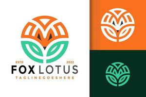 Fox lotus bloem logo ontwerp, merk identiteit logo's vector, modern logo, logo ontwerpen vector illustratie sjabloon