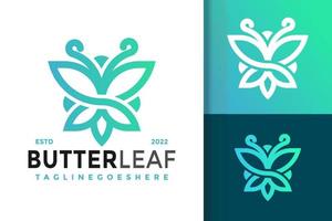 vlinder met blad logo ontwerp, merk identiteit logo's vector, modern logo, logo ontwerpen vector illustratie sjabloon