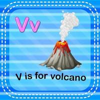 flashcard letter v is voor vulkaan vector