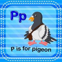 flashcard letter p is voor duif vector