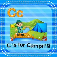 flashcard letter c is voor kamperen vector