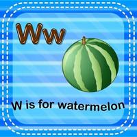 flashcard letter w is voor watermeloen vector