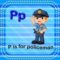 flashcard letter p is voor politieagent vector