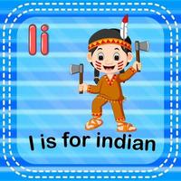 flashcard letter i is voor indiaan vector