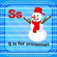 flashcard letter s is voor sneeuwpop vector