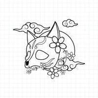 Japanse kitsune masker kleurplaat, vectorillustratie eps.10 vector