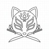 Japanse kitsune masker kleurplaat, vectorillustratie eps.10 vector