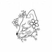 Japanse kitsune masker kleurplaat, vectorillustratie eps.10 vector