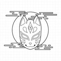 Japanse kitsune masker kleurplaat, vectorillustratie eps.10 vector