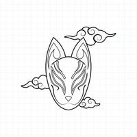 Japanse kitsune masker kleurplaat, vectorillustratie eps.10 vector