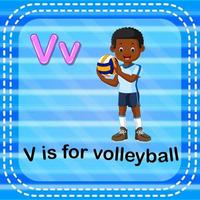 flashcard letter v is voor volleybal vector