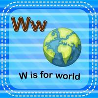 flashcard letter w is voor wereld vector