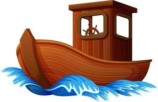 houten boot zeilen in de oceaan vector
