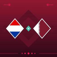 nederland, qatar wereld voetbal 2022 wedstrijd versus op rode achtergrond. vector illustratie