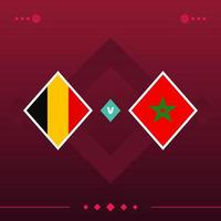 duitsland, marokko wereld voetbal 2022 wedstrijd versus op rode achtergrond. vector illustratie