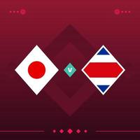 japan, costa rica wereld voetbal 2022 wedstrijd versus op rode achtergrond. vector illustratie