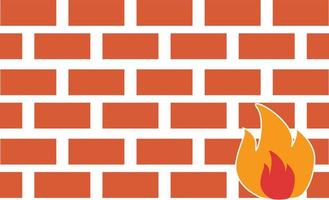 firewall-pictogram op witte achtergrond. open haard teken. bakstenen muur in brand vlam branden. vlakke stijl. vector