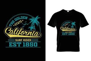 de gouden staat Californië surf rider est 1850 t-shirt ontwerp vector