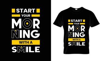 begin je ochtend met een glimlach modern citaten t-shirtontwerp vector