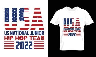 usa nationaal junior hiphopteam 2022 typografie t-shirtontwerp vector