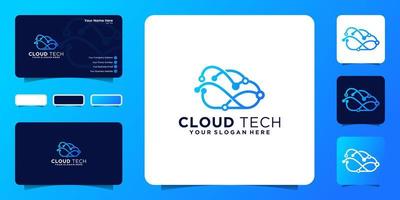 datatechnologie cloud-logo-ontwerpinspiratie met onderling verbonden verbindingslijnen vector