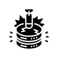 aanval database glyph pictogram vectorillustratie vector