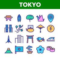 Tokyo collectie natie elementen pictogrammen instellen vector