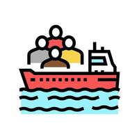 schip vervoer vluchteling kleur pictogram vectorillustratie vector