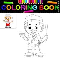 leuke grappige chef-kok kleurboek vector