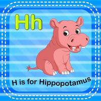 flashcard letter h is voor nijlpaard vector