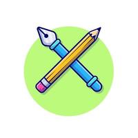 pen gereedschap en potlood cartoon vector pictogram illustratie. kunst object pictogram concept geïsoleerde premium vector. platte cartoonstijl