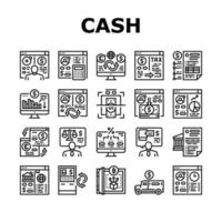 cash diensten bank collectie iconen set vector