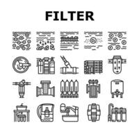 waterfilter apparatuur collectie iconen set vector