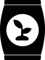 meststof pictogram op witte achtergrond. planten bodem in zak teken. symbool voor kunstmestzakken. vlakke stijl. vector