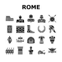 oude rome antieke geschiedenis iconen set vector