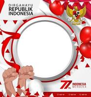 indonesië onafhankelijkheidsdag twibbon sociale media post concept sjabloonontwerp vector