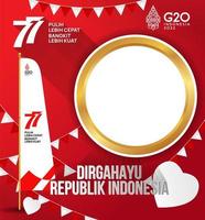 indonesië onafhankelijkheidsdag twibbon sociale media post concept sjabloonontwerp. vector