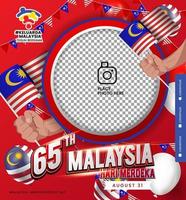 Maleisië onafhankelijkheidsdag twibbon sjabloonontwerp. sociale media fotolijsten. vector