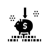 zet geld in spaarvarken glyph pictogram vectorillustratie vector