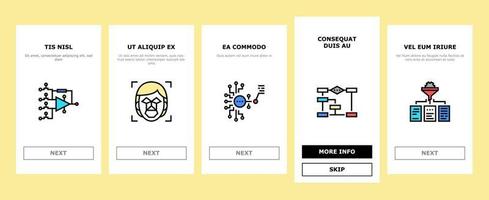neuraal netwerk en ai onboarding pictogrammen instellen vector