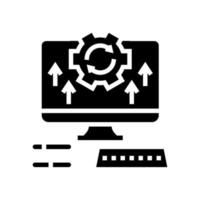 computer optimaliseren glyph pictogram vectorillustratie vector