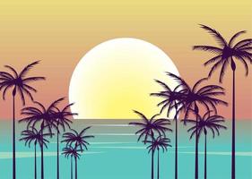 strand zeegezicht met palmen vector