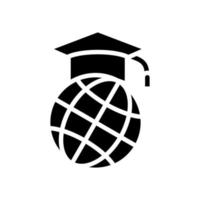 internationaal onderwijs afgestudeerde glyph pictogram vectorillustratie vector