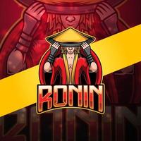 ronin esport mascotte logo ontwerp vector